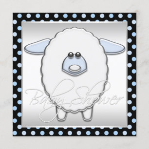 Invitation Le Baby shower aux moutons bleus