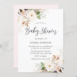 Invitation Le Baby shower blanc de la forêt d'hiver