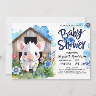 Invitation Le Baby shower bleu de la ferme de la campagne cap
