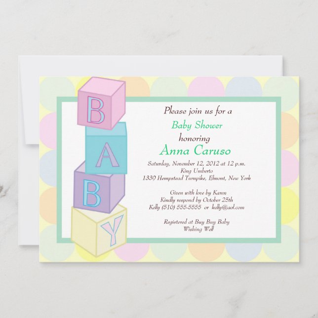 Invitation Le baby shower bloque l'invitation (Devant)
