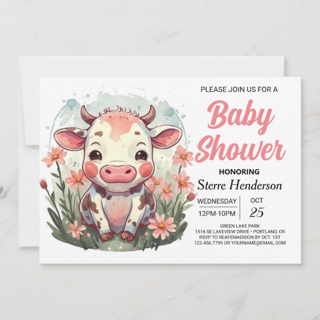 Invitation Le Baby shower Chic et Chic de Vache (Devant)