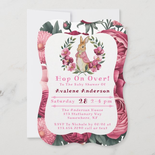 Invitation Le Baby shower d'aventure de Flopsy (Devant)