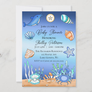 Invitation Le Baby shower De Bord De Mer Bleu