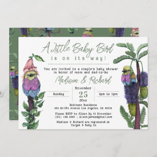 Invitation Le Baby shower de Couple aux oiseaux tropicaux ver