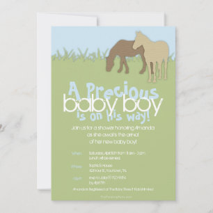 Invitation Le Baby shower de deux Ponies Brown