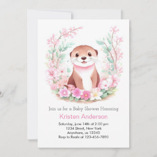 Invitation Le Baby shower de fille de Otter's Wonderland