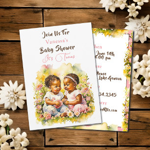 Invitation Le Baby shower de la double fille afro-américaine