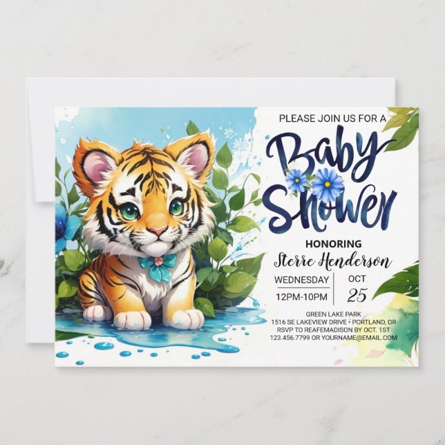 Invitation Le Baby shower de la jungle de Tigre de Whimsy (Devant)