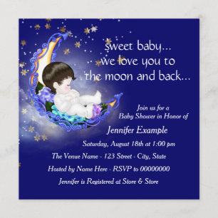 Invitation Le Baby shower de la Lune et du dos