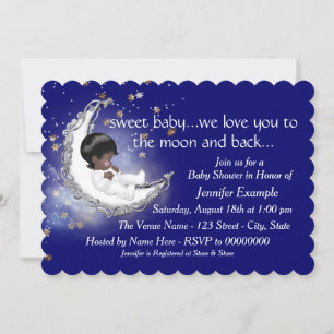 Invitation Le Baby shower de la Lune et du dos