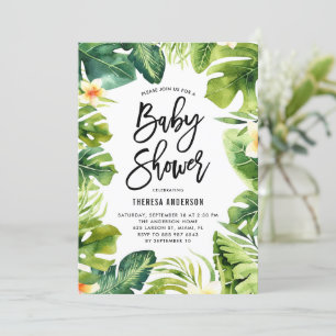 Invitation Le Baby shower de la Plumeria et de la verdure tro
