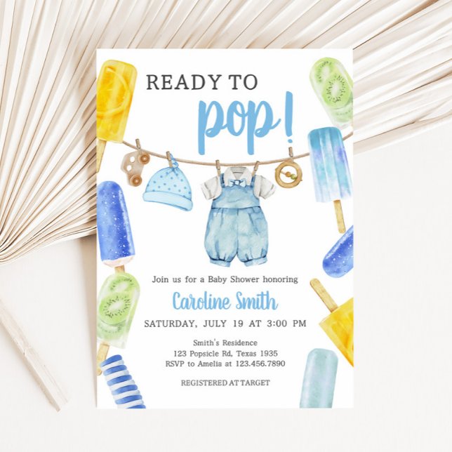Invitation Le Baby shower de la Popsicle (Boy Ready to Pop Popsicle Baby Shower Invitation)