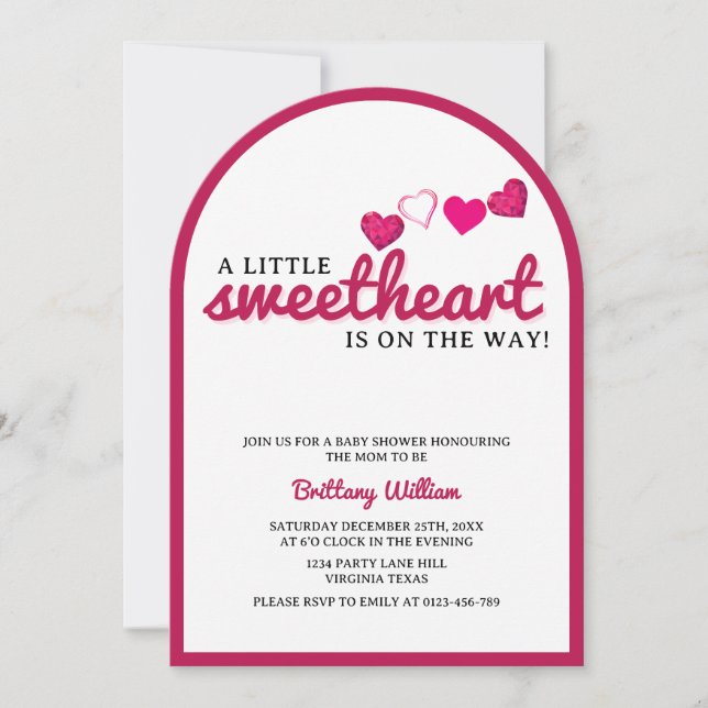 Invitation Le Baby shower de la Saint Valentin de Little Swee (Devant)