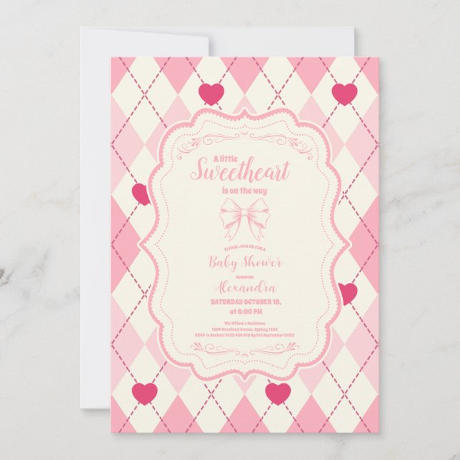 Invitation Le Baby shower de la Saint-Valentin mignon (Devant)
