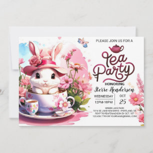 Invitation Le Baby shower de l'heure du thé de Bunny enchanté