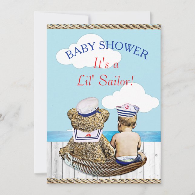 Invitation Le Baby shower de Lil' Sailor Boy (Devant)