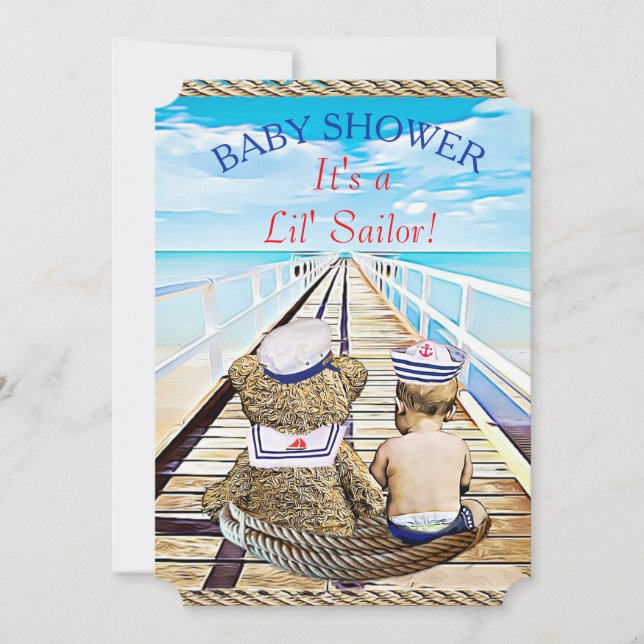 Invitation Le Baby shower de Lil' Sailor Boy (Devant)