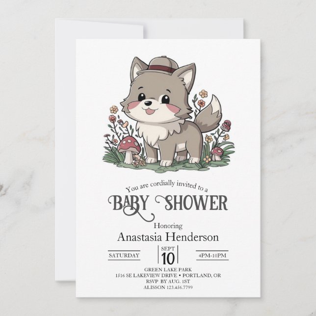 Invitation Le Baby shower de Little Forest Wolf (Devant)