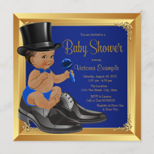 Invitation Le Baby shower de Little Man de Royal Blue Gold