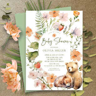 Invitation Le Baby shower de l'ours de la nature