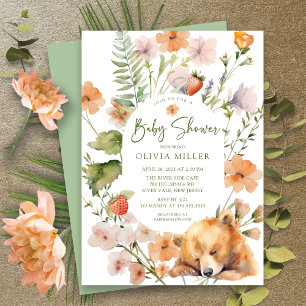 Invitation Le Baby shower de l'ours de la nature