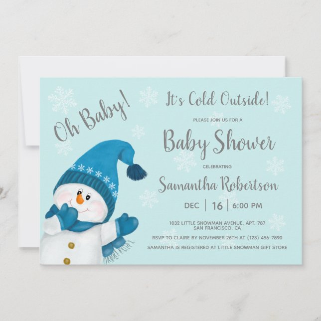 Invitation Le Baby shower de petit motoneige Il fait froid de (Devant)