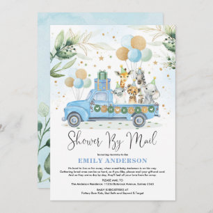 Invitation Le Baby shower de Safari Gold Blue Green Chic par 
