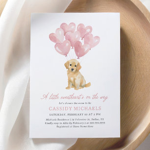 Invitation Le Baby shower de Saint Valentin petit chien amour