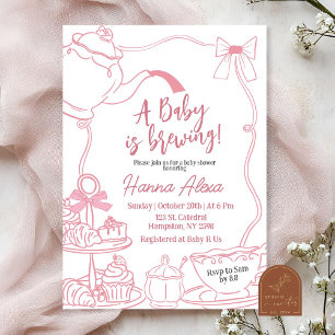 Invitation Le Baby shower de thé Pink Bow Baby
