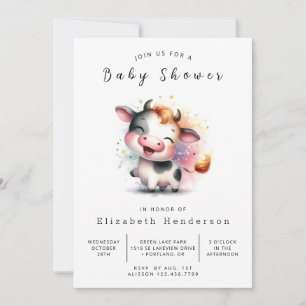 Invitation Le Baby shower de vache de veau de la grange moder