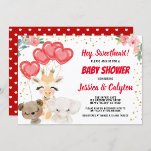 Invitation Le Baby shower de Valentine par mail mignon Animau