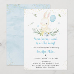 Invitation Le Baby shower de verdure du garçon Bleu Bunny