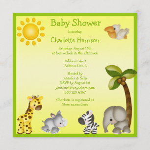 Invitation Le Baby shower des animaux de beauté Safari