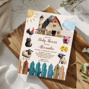 Invitation Le Baby shower des animaux de ferme