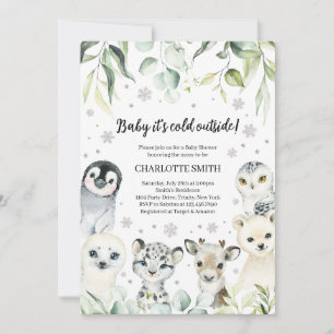 Invitation Le Baby shower des animaux de l'Arctique d'hiver