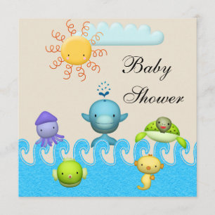 Invitation Le Baby shower des animaux de mer