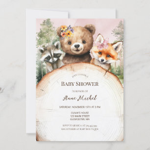 Invitation Le Baby shower des animaux des bois