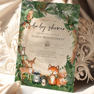 Invitation Le Baby shower des animaux des bois