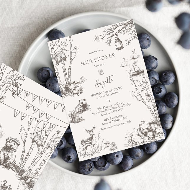 Invitation Le Baby shower des animaux des bois (Créateur téléchargé)