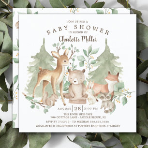 Invitation Le Baby shower des animaux des bois