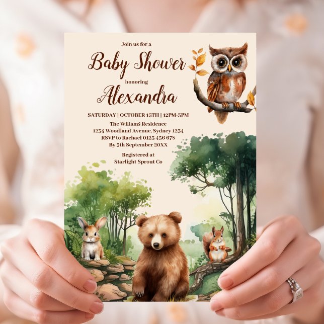 Invitation Le Baby shower des animaux des bois (Créateur téléchargé)