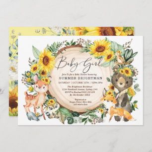 Invitation Le Baby shower des animaux des forêts de tournesol