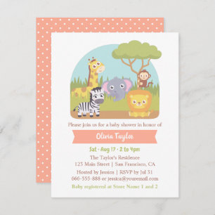 Invitation Le Baby shower des animaux sauvages du Safari