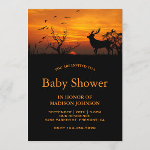 Invitation Le Baby shower des cerfs du coucher de soleil de l