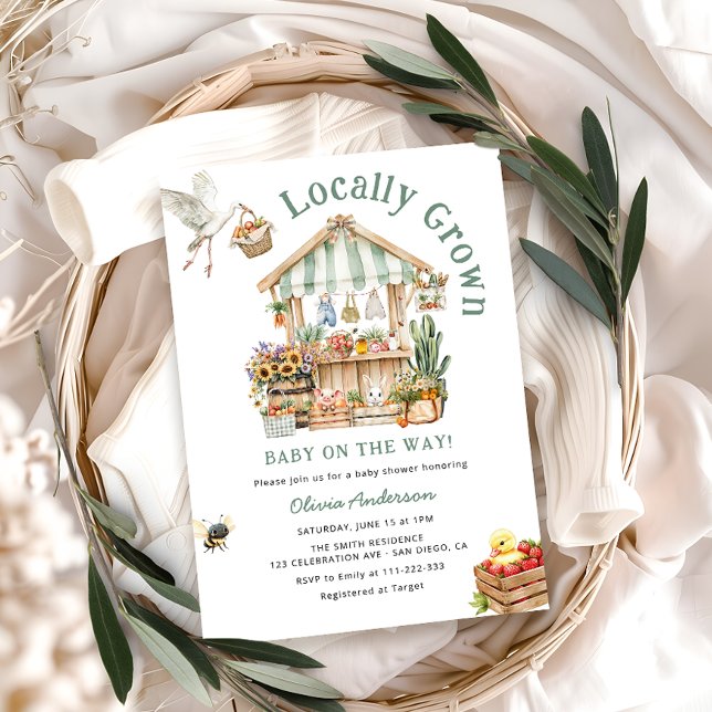 Invitation Le Baby shower des fermiers cultivés localement (Créateur téléchargé)