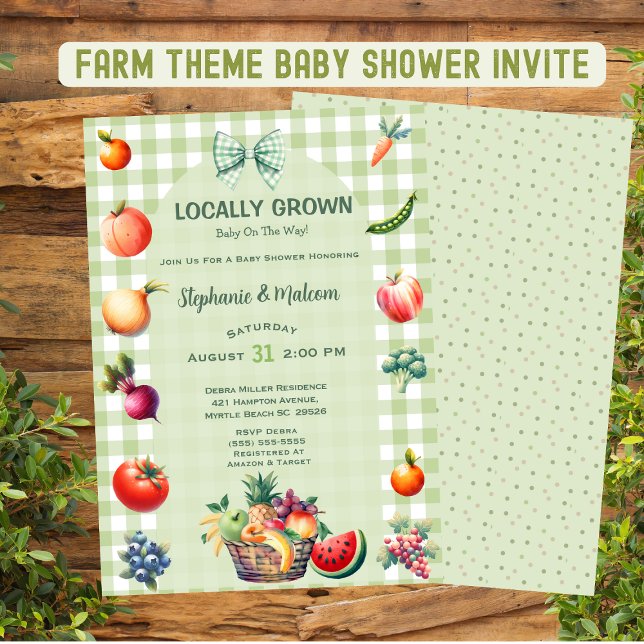 Invitation Le Baby shower des fermiers cultivés localement (Créateur téléchargé)