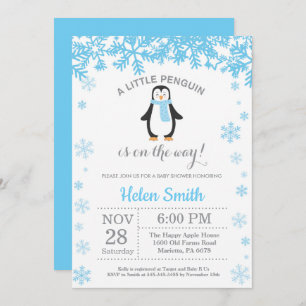 Invitation Le Baby shower des garçons d'hiver de Penguin
