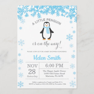 Invitation Le Baby shower des garçons d'hiver de Penguin