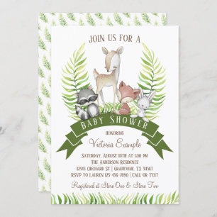 Invitation Le Baby shower des petits animaux de forêt