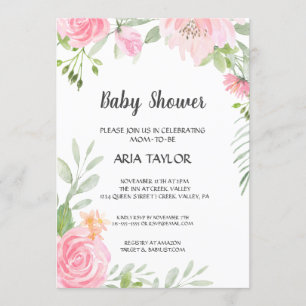 Invitation Le Baby shower des pivoines bleues